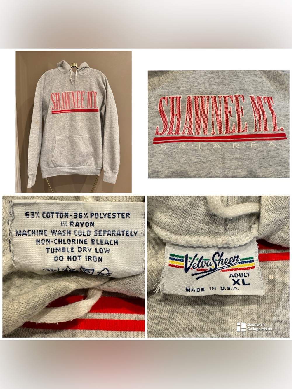 Vintage 80s  Shawnee Mt. Ski Area hoodie by Velva Sheen
